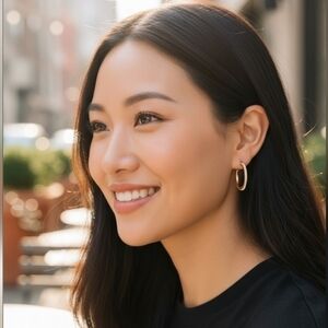 Gold half hoop earrings with pearl decor